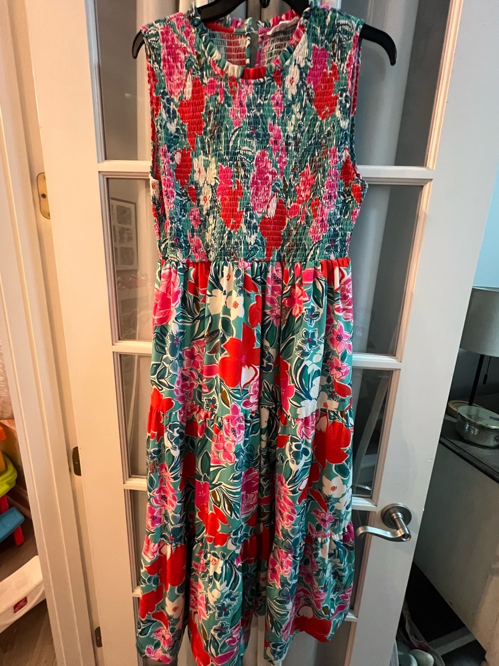 THML Sleeveless Smocked Floral Midi Dress - Picture 2 of 6